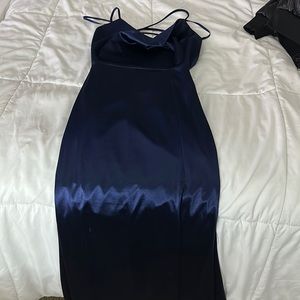 Bristol Formal Satin Lace-Up Dress navy blue